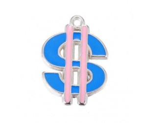 Zawieszka emaliowana DOLAR 25x18mm 1szt nieb-róż