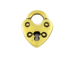 Zawieszka kłódka-serce 19x15mm k.srebro antyk 4szt