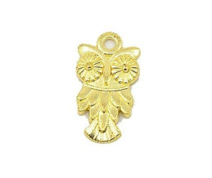 Zawieszka metal CHARMS 20x11x3mm SOWA 3szt złota
