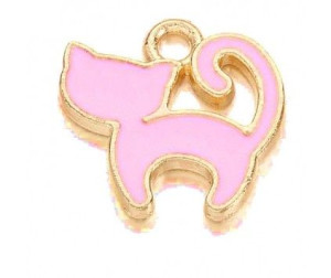 Zawieszka emaliowana KOTEK charms 12x13x1mm róż