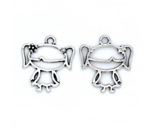 Zawieszka Metalowa CHARMS Dziewczynka 23x21mm 2szt