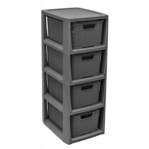 Słupek 4 Kosze Szuflady Komoda Organizer Rattan