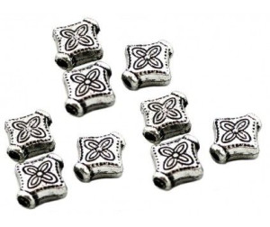 PRZEKŁADKA RĄB akryl 9x8mm k. srebrny antyk 10sztuk akryl