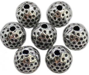 Przekładka kula kropkowa 8mm srebro antyczne 10szt