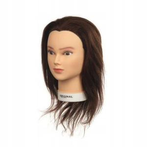 Główka fryzjerska Valeska brąz 35cm 100% natural