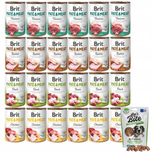 Brit Pate Meat MIX smaków 24x400g + GRATIS