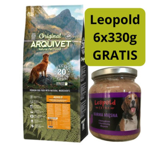 Arquivet Original Kurczak z ryżem 20kg + Leopold karma mięsna 6x330g