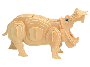 Hipopotam składanka drewniana puzzle 3D M019