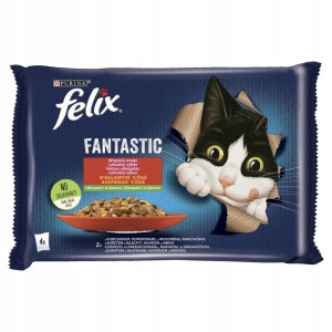 FELIX FANTASTIC Mięso z warzywami Saszetki 4 x 85g