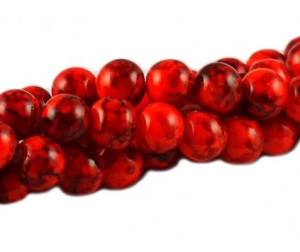 KORALIKI SZKLANE POWLEKANE MARMURKI 8mm sznur 50szt pomarańczowy