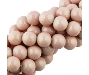 KORALIKI SZKLANE POWLEKANE sznur 10mm 40szt beż j.