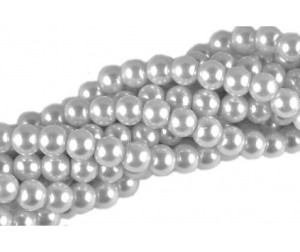 PERŁY SZKLANE PERŁA SZNUR 8mm koraliki 55 szt. siwe j.