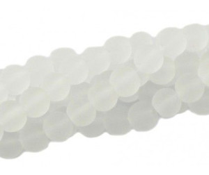 KORALIKI MROŻONE SZNUR 8mm SZKLANE 52szt mleczne