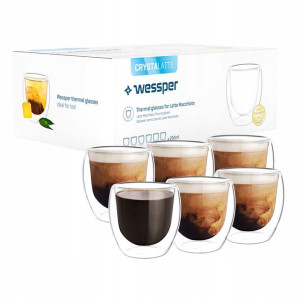 CrystaLatte-Zestaw Szklanek do Latte Herbaty 6x