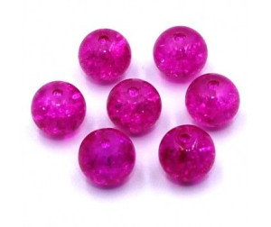 Koraliki szklane Crackle 8mm różowe ciemne 14 szt.