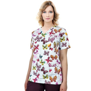 Bluza medyczna damska fartuch kolorowy wzorek 1053 - M