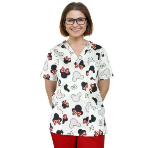 Bluza medyczna damska fartuch kolorowy wzorek 1046 - 4XL