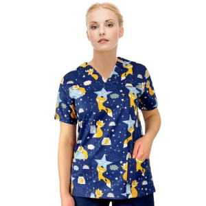Bluza medyczna damska fartuch kolorowy wzorek 1342 - 4XL