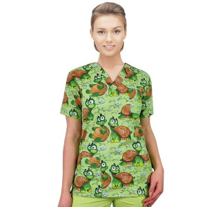 Bluza medyczna damska fartuch kolorowy wzorek 1469 - L