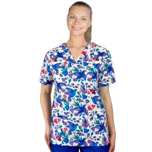 Bluza medyczna damska fartuch kolorowy wzorek 2005 - L