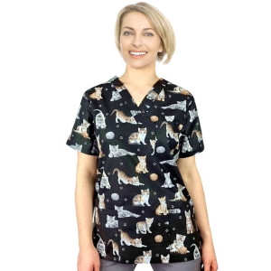 Bluza medyczna damska fartuch kolorowy wzorek 1472 - XL