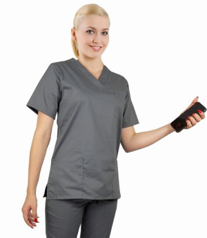 Bluza medyczna damska FLEX elastyczna kolor szary - S