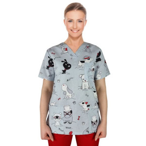 Bluza medyczna damska fartuch kolorowy wzorek 1477 - XL