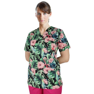 Bluza medyczna damska fartuch kolorowy wzorek 1026 - XL