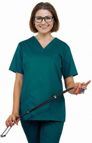 Bluza medyczna damska FLEX elastyczna kolor morski - XS