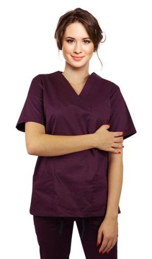 Bluza medyczna damska FLEX elastyczna kolor śliwkowy - 3XL