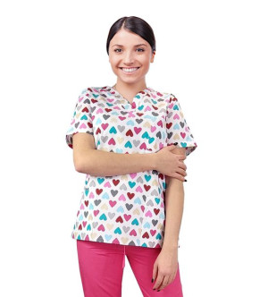 Bluza medyczna damska fartuch kolorowy wzorek 1014 - 4XL