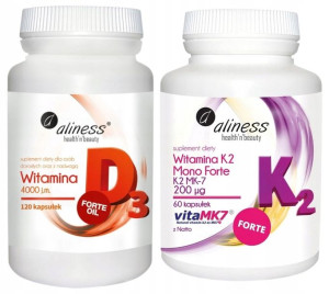 Aliness Witamina D3 4000 + K2 MK-7 Odporność 180k.