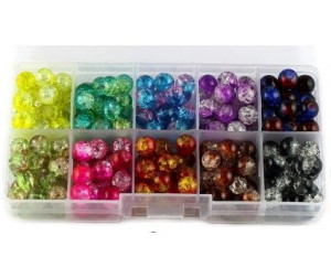 ZESTAW KORALIKI CRACKLE dwubarwne 8mm ORGANIZER 220 sztuk