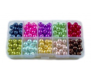 Zestaw Perły Szklane 8mm Organizer 220 Sztuk