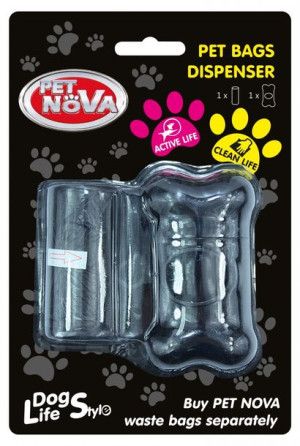 PETNOVA Dyspenser Na Worki Czarny + Rolka 20szt.