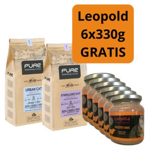 PURE Sterilized Cat / Urban Cat 2x2kg + Leopold 6x330g