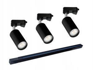 3x Lampa szynowa LED GU10 LONG 3-fazowa + szyna 1m