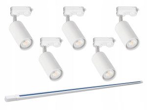 5x Lampa szynowa na żarówkę GU10 LONG BIAŁA TRÓJFA