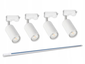 4x lampa szynowa reflektor GU10 biała + listwa 2m