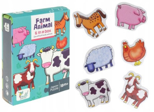 Puzzle 12 el. Zwierzęta Farma Koń Świnka Koza Owca