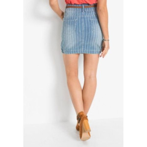 Bonprix Jeansowa Wiosenna Spódnica Mini Paski Prążki Bombka 42-44 938580