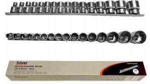 Nasadki SPLINE 1/2"-16szt 8-32mm SILVER