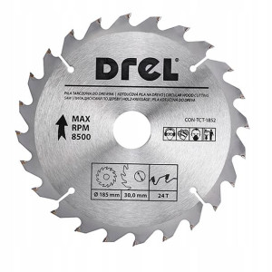 Piła tarczowa do drewna: 185 mm x 24 T CON-TCT-185