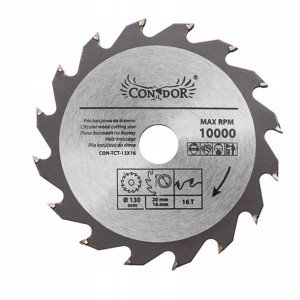 Piła tarczowa do drewna: 130 mm x 16 T CON-TCT-130