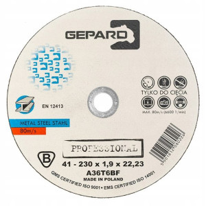 Tarcza do metalu 41 95A 230x1,9x22 GEPARD PROFESSI