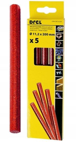 Wkłady Klejowe 11,2x200 Klej Czerwony Brokat 5szt