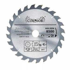 Piła tarczowa do drewna: 180 mm x 24 T CON-TCT-180