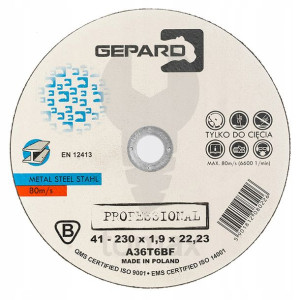 Tarcza do metalu 41 95A 230x1,9x22 GEPARD PROFESSI