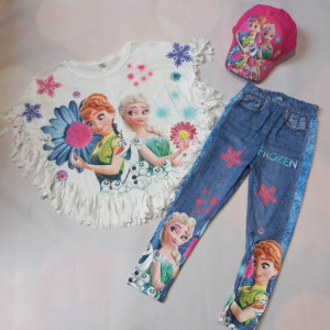 Komplet 3cz ELSA Kraina Lodu FROZEN bluzka + legginsy czapka 92/98