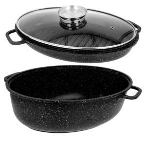 Brytfanna Aluminiowa Z Pokrywką 8l 38x25x12 Cm + Patelnia Indukcja 3756